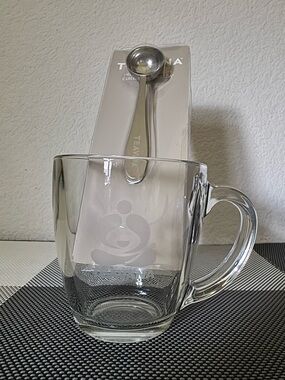 Teavana Clear Glass Mug with Stainless Spoon